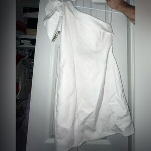 TCEC One Shoulder Cream Leather Dress